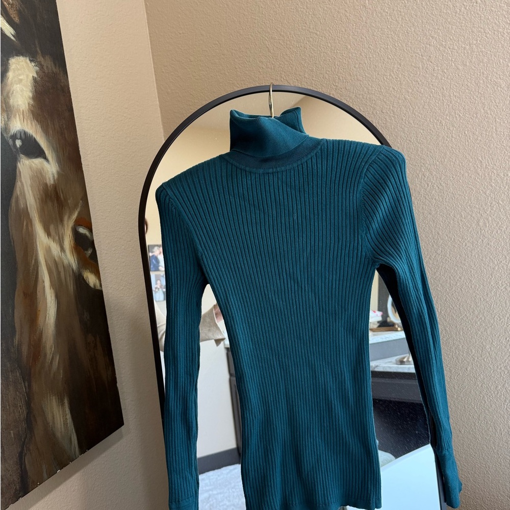 LOFT Teal Knit Turtleneck